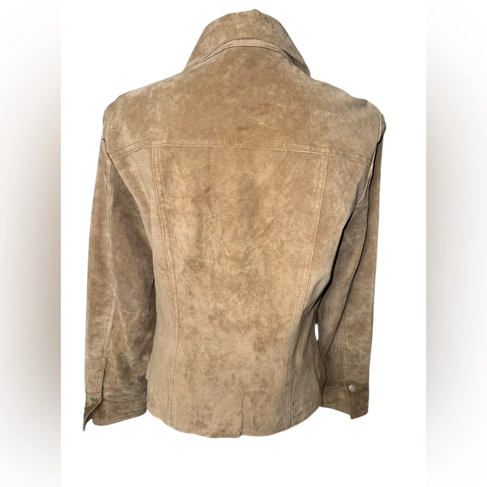 Elegant Paul Harris Design Tan Suede Women's Leather Jacket Size MEDIUM #228 - Picture 2 of 5